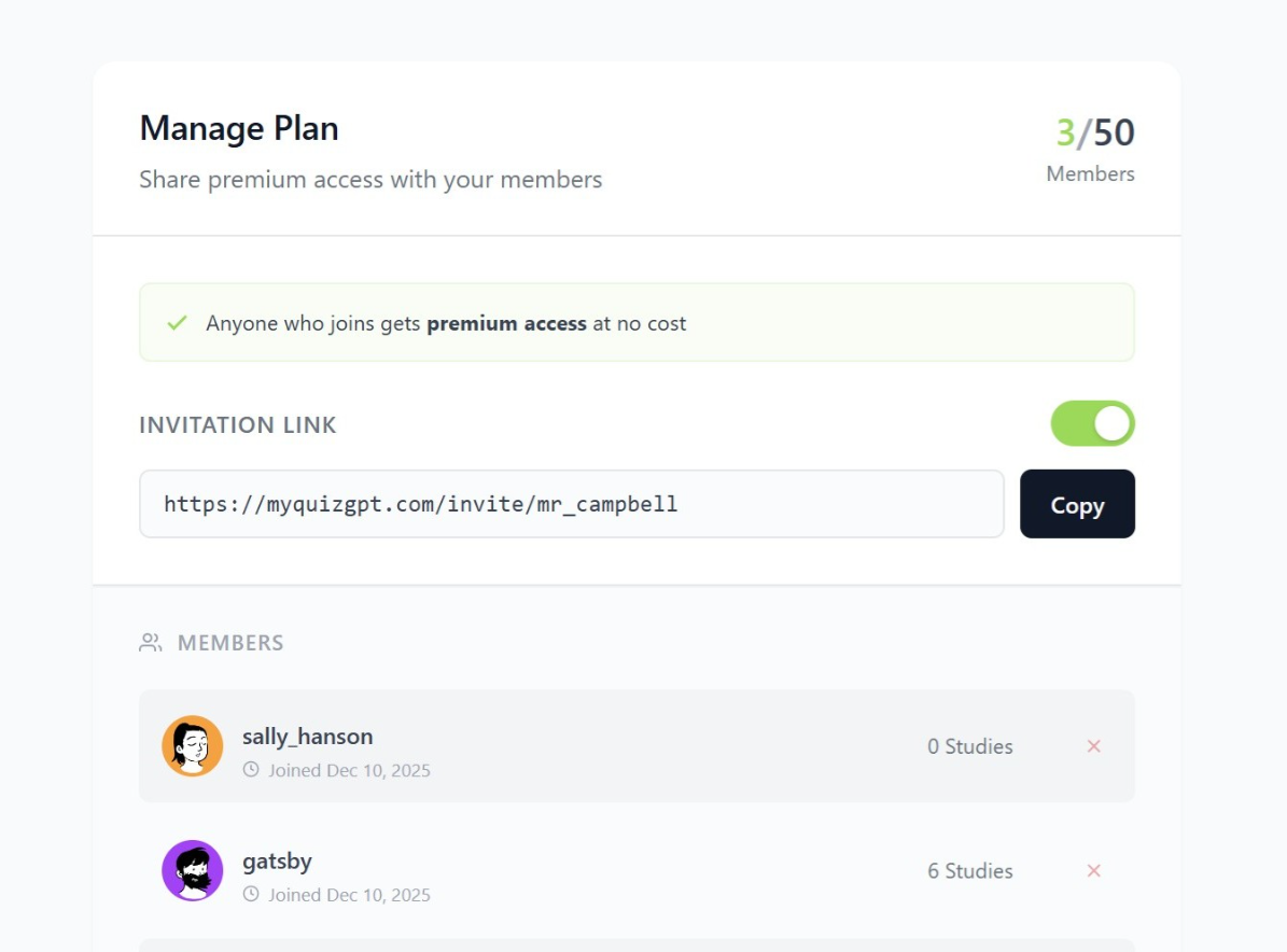 Manage Plan Interface